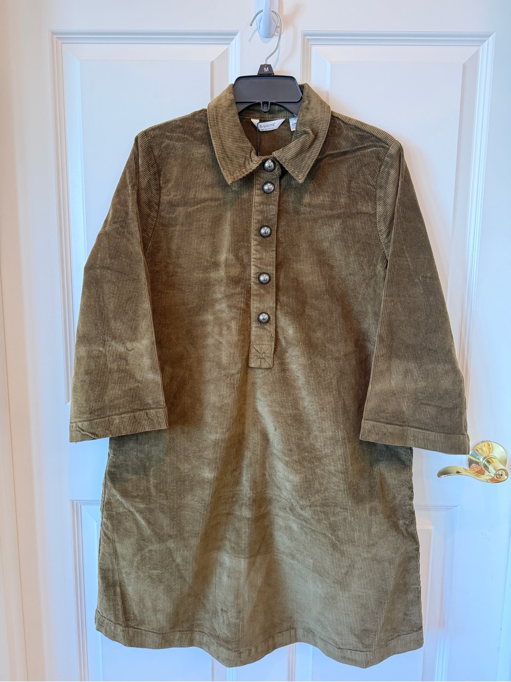 B Young Corduroy Button-Front Dress
